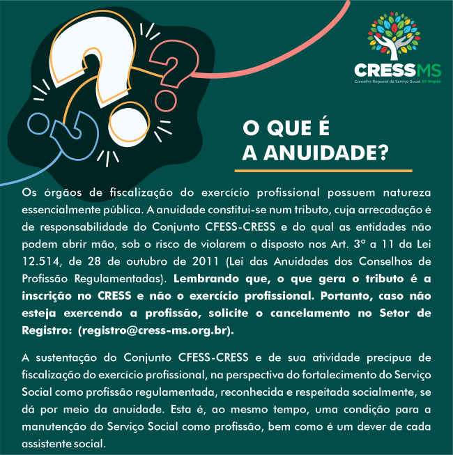 O que é a Anuidade? – CRESS MS